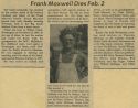 Obituary for Frank Maxwell