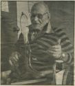 M Emmet Quinn with handmade Dimond Willow Lamp